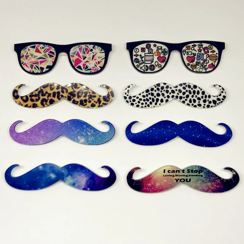 

10 PCs Maxisin Acrylic Leopard beard glasses Icons on badges with a pin Kawaii icon on backpack brooch for clothing and bags