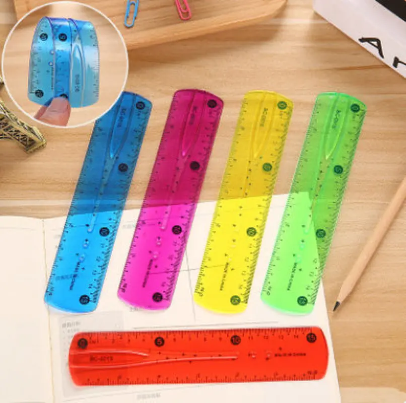 

1PC 15cm Multicolour Soft Straight Ruler Student Flexible Ruler Tape Measure Ruler Office School Supplies