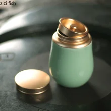 Керамическая чайная банка, бытовая мини Портативная герметичная банка, кухонный резервуар для хранения, металлическая маленькая чайная банка пуэр, китайская чайная керамическая банка