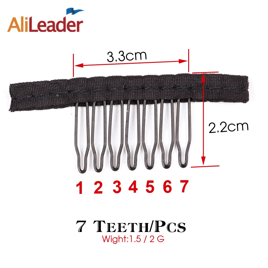 10Pcs/Lot 7 Teeth Wig Comb For Wig Caps Clips For Weave Stainless Steel Black Hair Combs For Wigs Alileader Best Supplier Made 10Pcs/Lot 7 Teeth Wig Comb For Wig Caps Clips For Weave Stainless Steel Black Hair Combs For Wigs Alileader Best Supplier Made