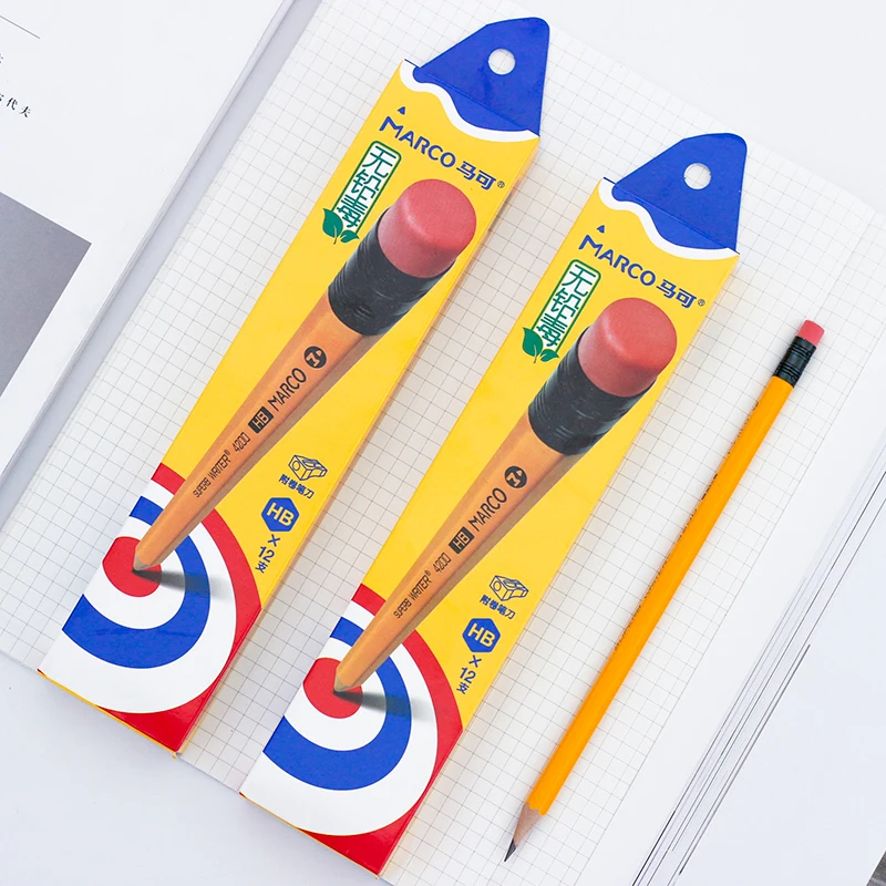 

Environmental Marco 4200E Hexagon Wooden Pencil 12pcs/set HB Standard Pencils with Eraser Children Stationery Student Kids Use
