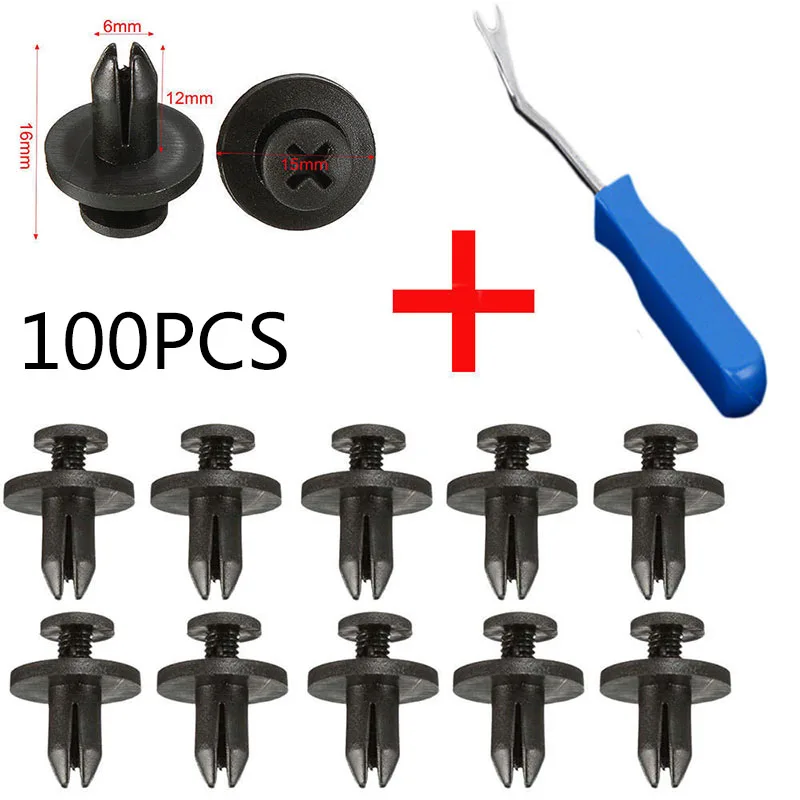 100pcs Black Auto Car Panel Trim Clips Rivet Car Body Plastic Push Pin