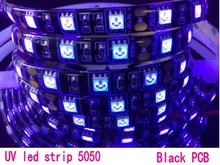 16.4ft 5m True Waterproof UV led strip 5050 SMD purple tira de led tape light 60leds/m 12V Black PCB