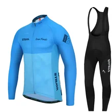 LairschDan STRAVA синий мужской комплект из Джерси для велоспорта Одежда для велоспорта Весна Осень Одежда для велоспорта с длинным рукавом Uniforme