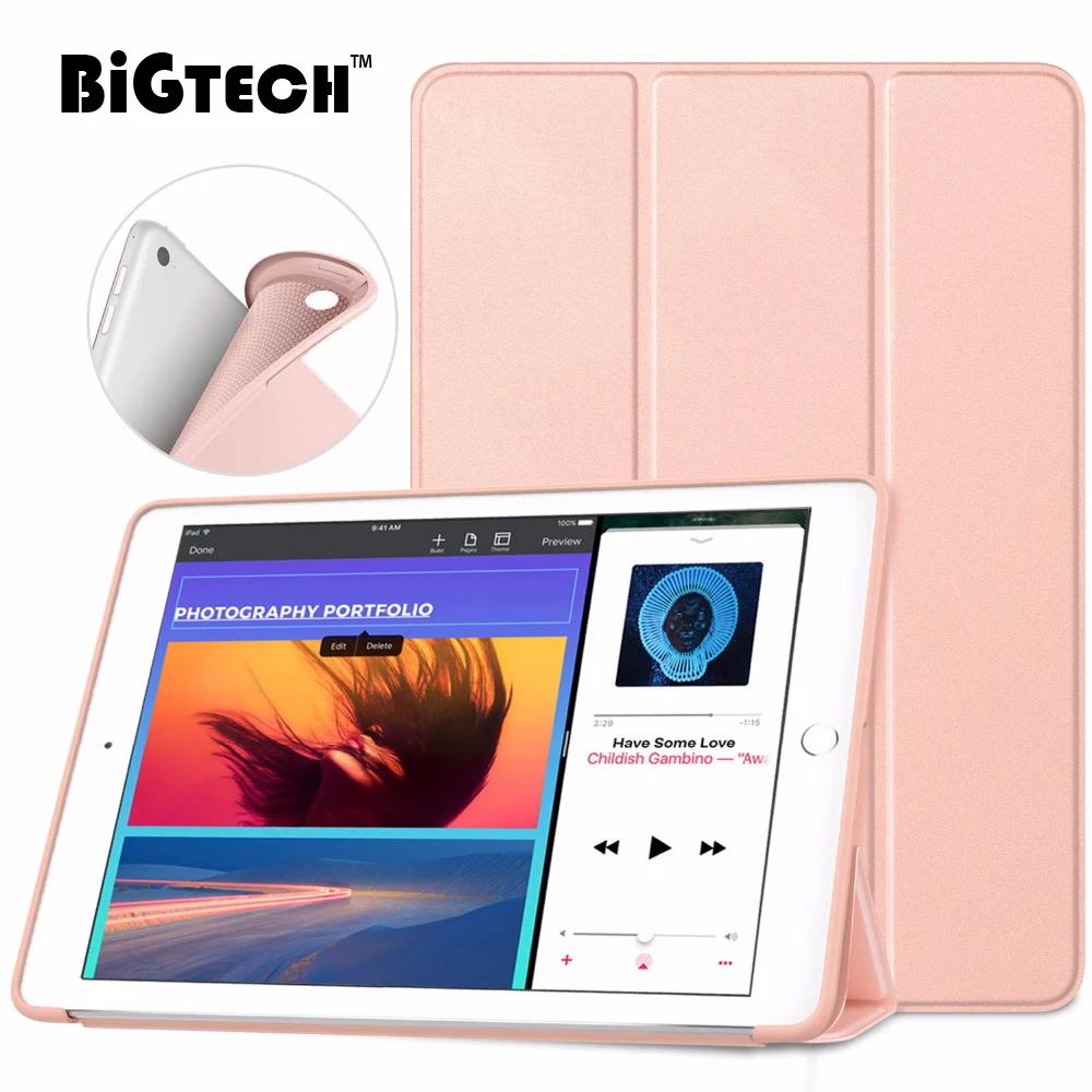 

For Apple 9.7 inch New iPad 2018 2017 Protective Case for iPad Air Cover Magnetic Silicone Soft Bag for iPad 9.7 Stand shell