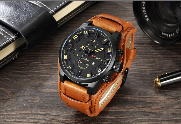CURREN новые мужские модные кварцевые часы мужские армейские кожаные спортивные наручные часы Военные мужские часы с датой Relogio Masculino