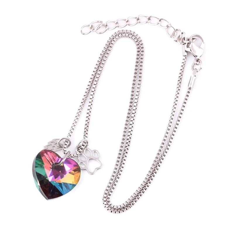 

Crystal Pendant Necklace 2018 Rainbow Color Fallen Angel Dog Necklaces & Pendants Paw For Lover