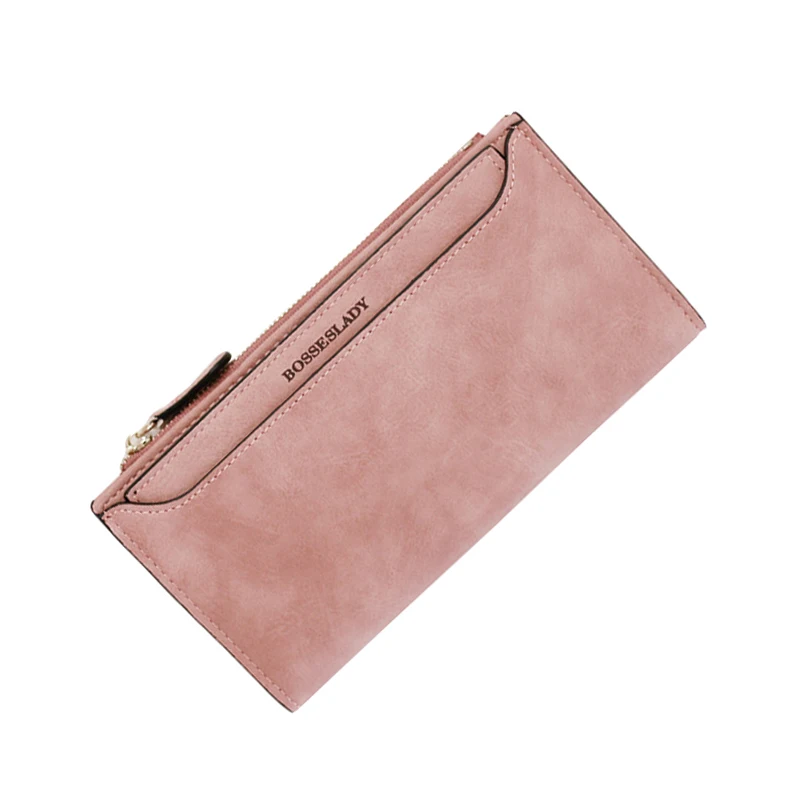 

Women's Wallet Long Style Pu Leather Bi-fold Wallets Ladies Solid Thin Large Capacity Card Holder Zipper Phone Bag Clutch Purse