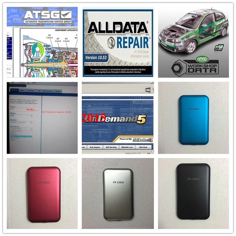 

2017 Auto Repair Software Alldata 10.53+Mitchell 2015+ Heavy truck software + Vivid etc 24 in1 with 1TB Hard Disk Free DHL