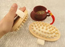 High quality Hand-Held Natural Wood Massager Body Brush Cellulite Reduction Slimming Massager 13 x 7 cm J21