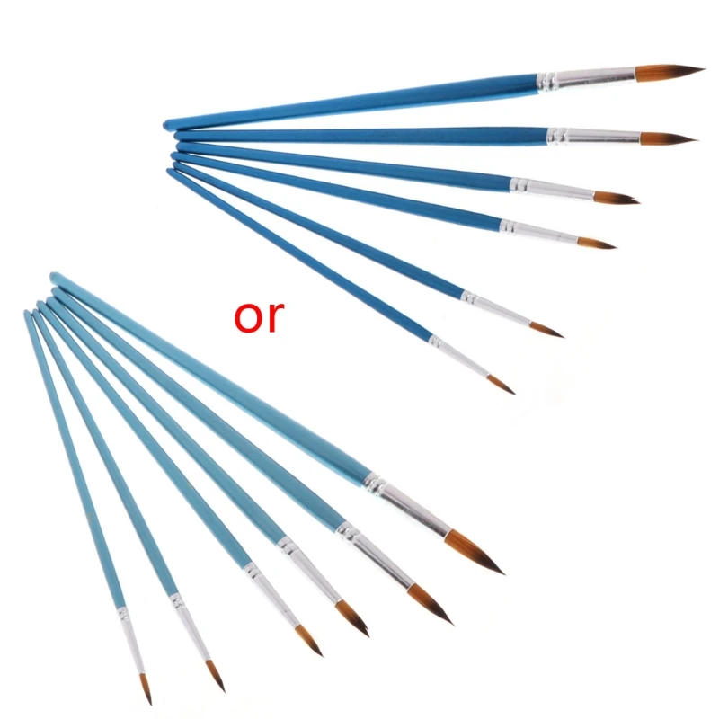 6 шт. набор нейлоновых кистей для окрашивания волос Круглый наконечник остроконечные кисти для рисования для акварельных акриловых масляных красок товары для рукоделия C26 - Цвет: Синий