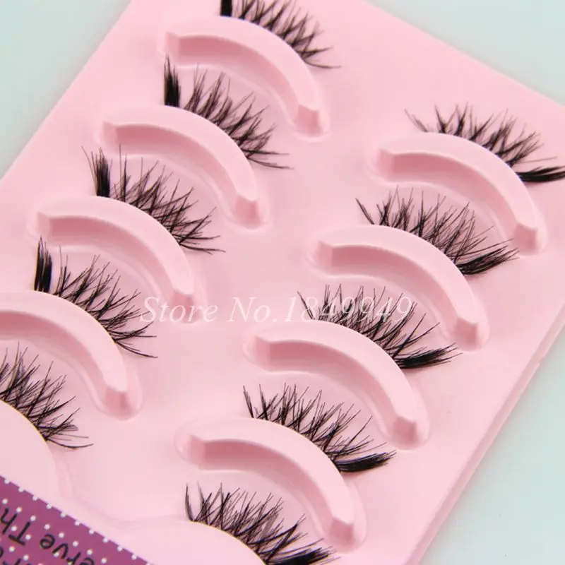 

5 Pairs Half False Eyelashes Natural Crisscross Messy Fake Eyelashes Handmade Cotton Thread Stems Stage Makeup Lashes