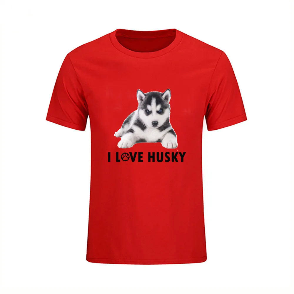 I LOVE HUSKY Mens Summer Brand Tops Tees Short Sleeve t shirt Man large