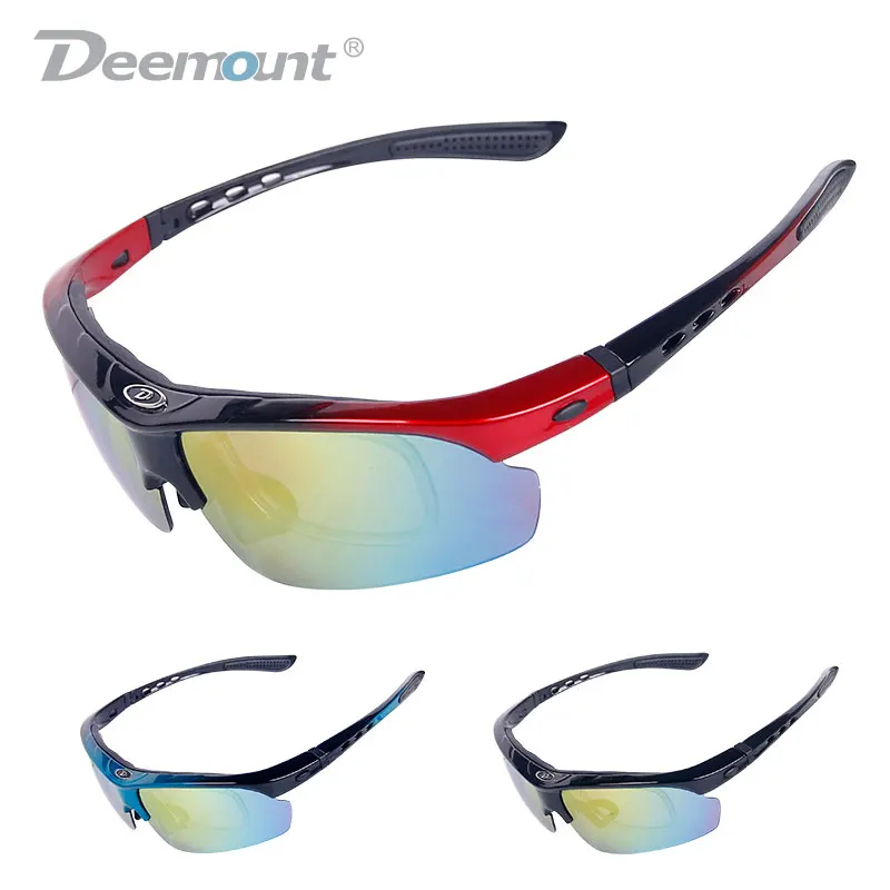 

Deemount Cycling Polarized Glasses Bicycle Riding Sun UV400 Protection MTB Bike Goggles Eyewear Clear View 5 Lenses Myopia Frame