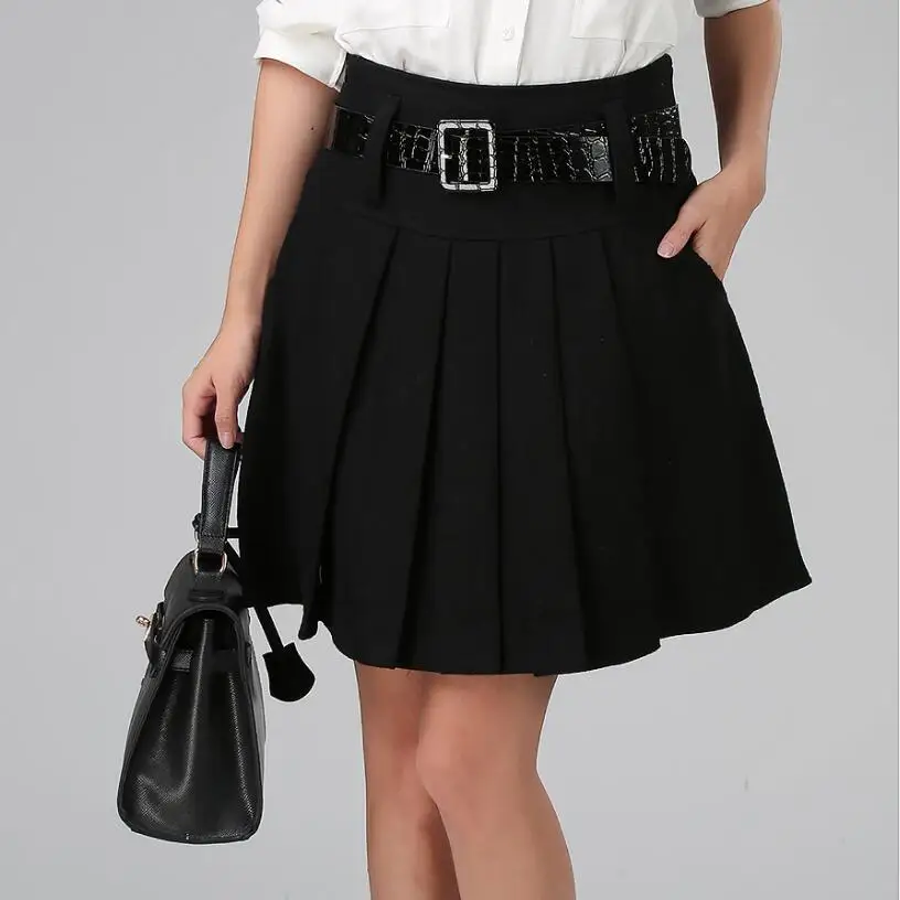 

New 2019 Women Autumn Winter Skirt Slim High Waist Pleated Skirt Fashion Casual Woolen Skirt Skirts Women LY71