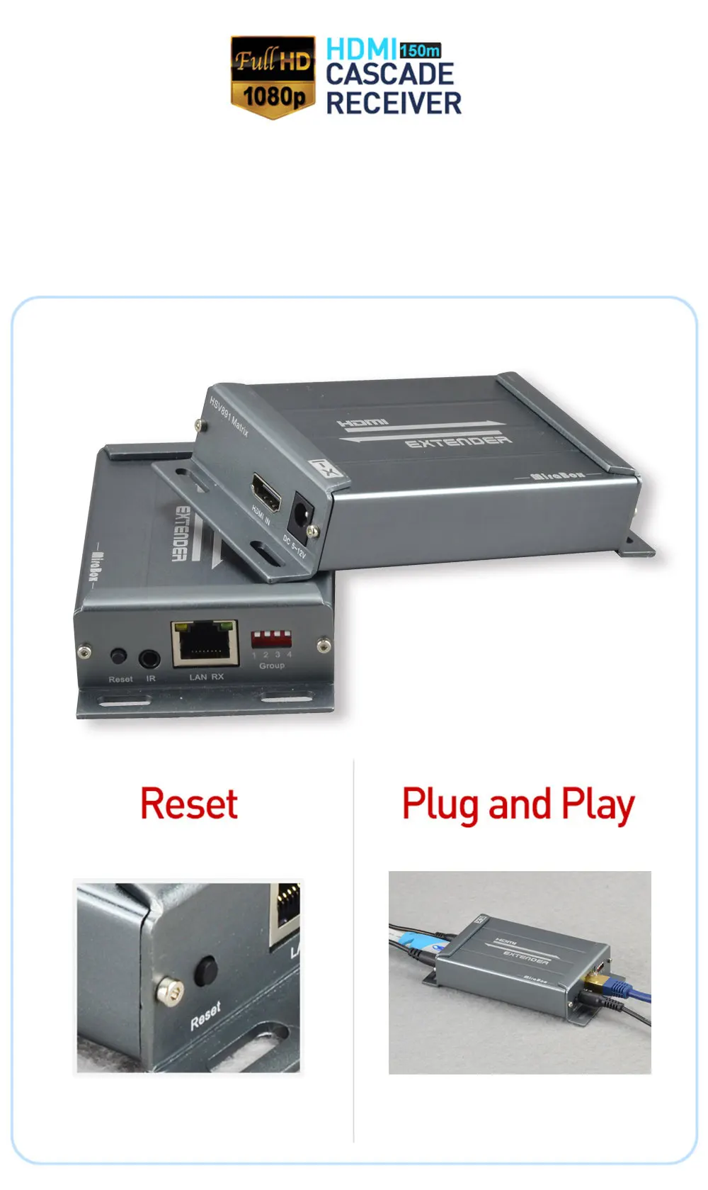 4x4 HSV891 Matrix HDMI Extender with IR over Cat5 Transmitter and Receiver via Cat6 to UTP Rj45 Ethernet HDMI Extender over IP (11)