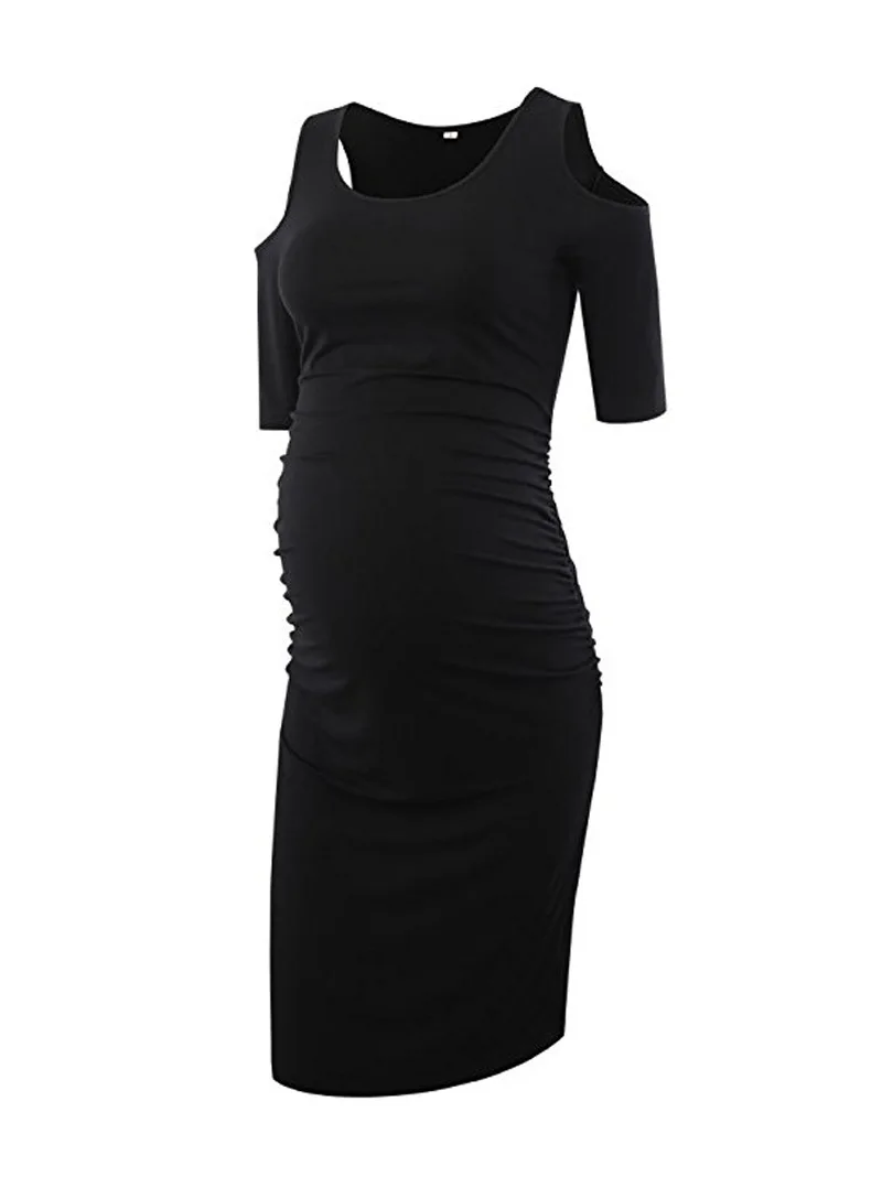 2018 New Summer Maternity Clothes Pregnancy Dress Sexy Off Shoulder Maternity Pregnant Dresses For Women Casual Solid Dress S-XL (5)