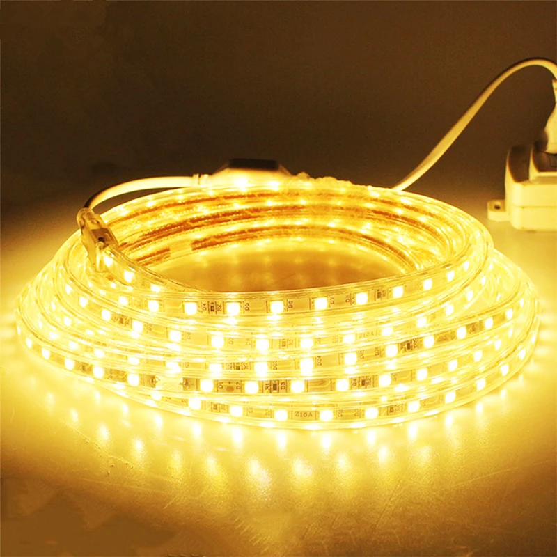 Оптовая продажа Светодиодная лента 220В RGB Гибкая с 5050 smd 60leds/m US EU штепсельная Вилка
