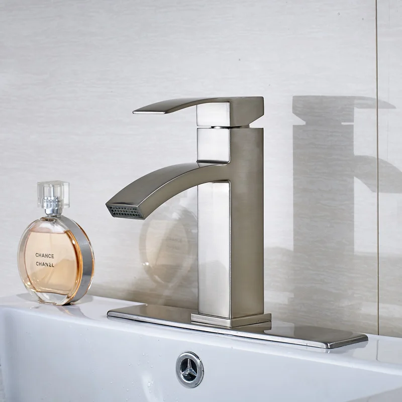 

2016 Free Shipping High Quality Brushed Nickel Bathroom Faucet with Hot Cold Water Taps