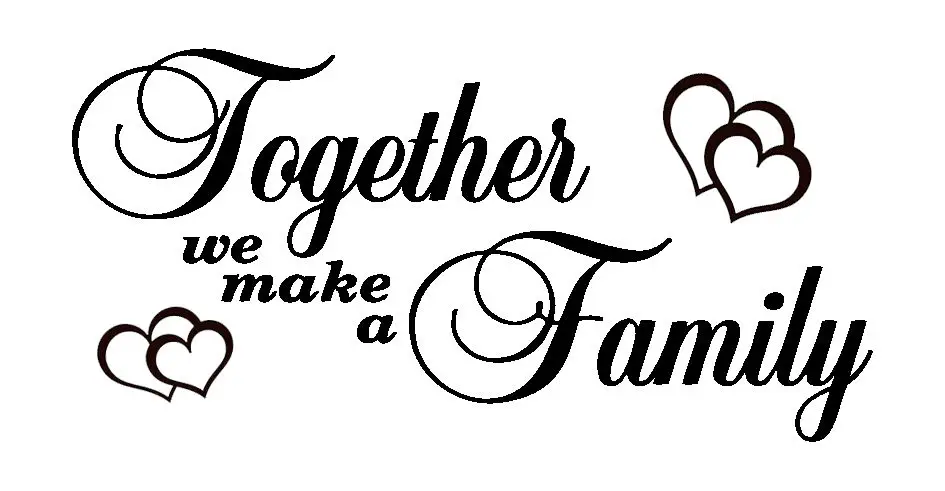 Together we make a Family Hearts Love Room Wall Vinyl Sticker Quote Decal White 