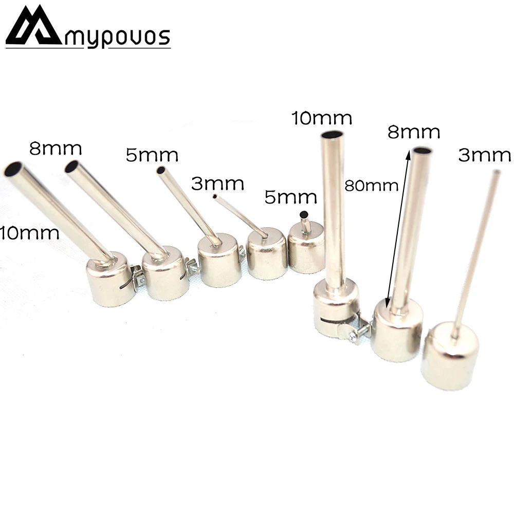

MYPOVOS 8pcs/lot Oblique angle of 45 degrees and Right angle Lengthened type BGA nozzle 850/852 series hot air gun nozzle