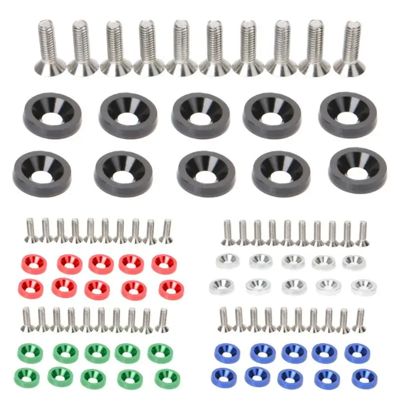 

20Pcs/Set JDM Nuts Bolts Auto Repacking Front Rear Bumper Water Tank Car Decoration 10 washers and 10 screws Car Styling Tools