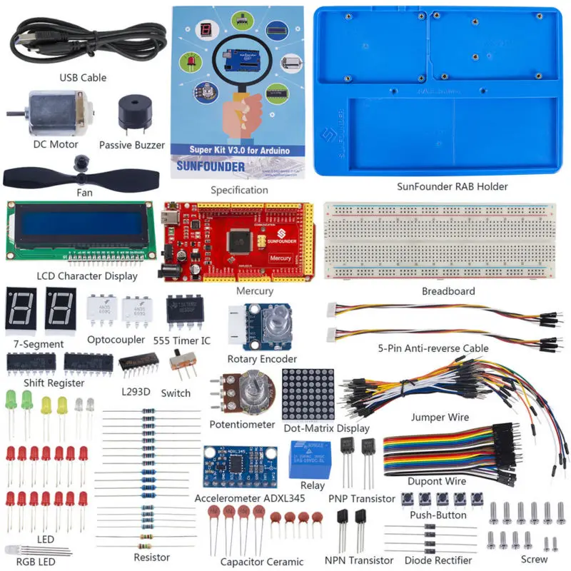 SunFounder проект супер стартовый набор V3.0 с ртутной платой и учебником для Arduino UNO R3 Mega 2560