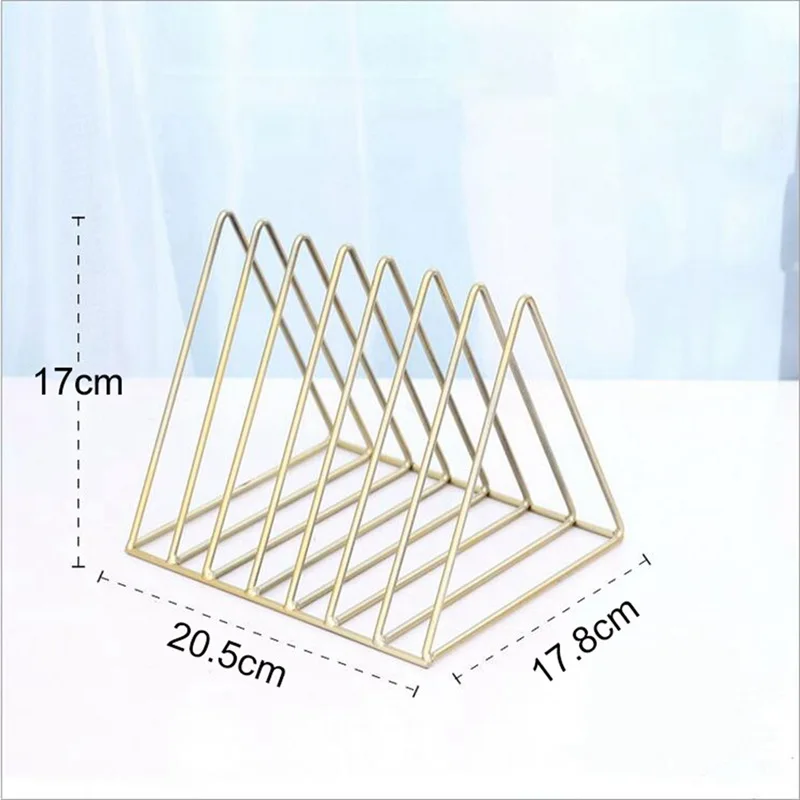 Нордический треугольник простой из кованого железа Настольный стеллаж для хранения полка файл журнал коробка для хранения офисная стойка ювелирные изделия золото