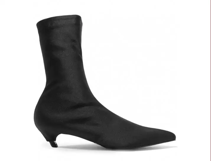 Designer Lycra Kitten Heel Boots Women 