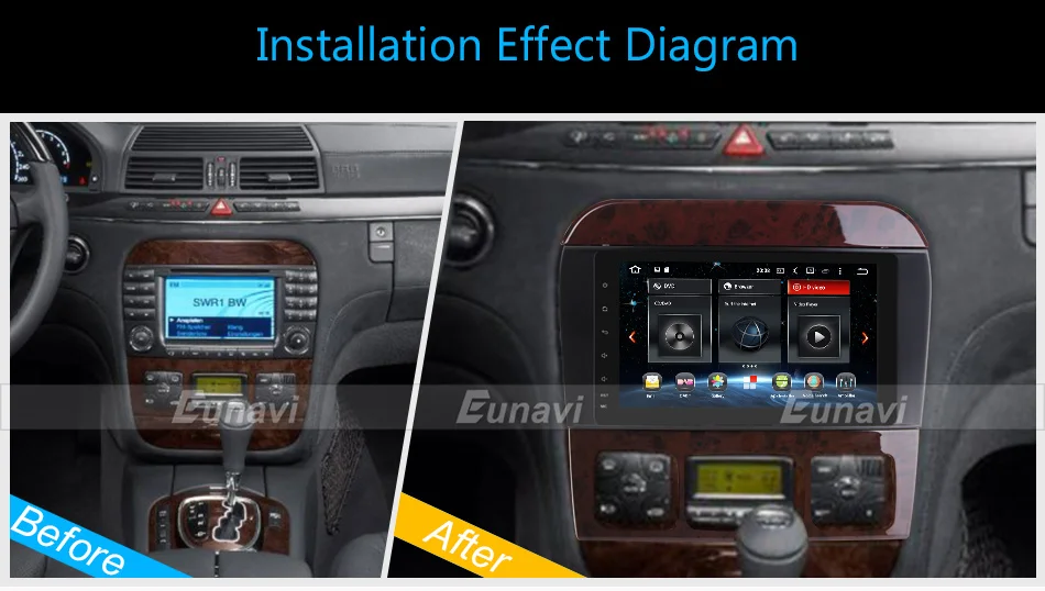 Clearance Eunavi 4 Core 2 Din Android 7.1 Car Radio Stereo Player GPS Navigation For Mercedes-Benz S-Class W220 CL-Class W215 Bluetooth 24