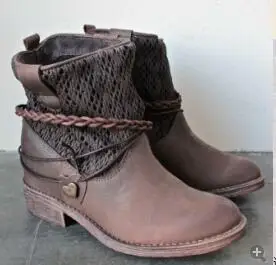 

Fashion Women Boots Spring Autumn High Heels Shoes for Female Rivet Buckle Daily Shoes PU Leather Ankle Boots cvf56