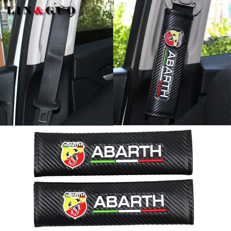 2PCS Car carbon fiber Safety Belt embroidery pattern covers seat belt