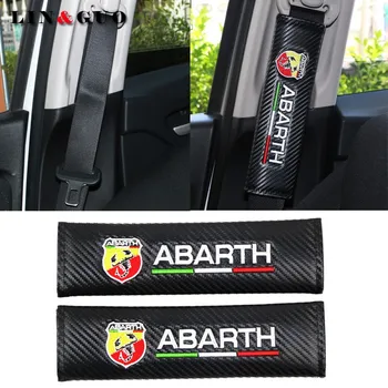 

2PCS Car carbon fiber Safety Belt embroidery pattern covers seat belt case for fiat punto abarth 500 stilo ducato palio bravo