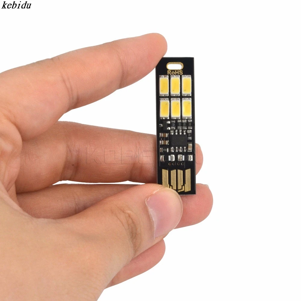 

kebidu 10Pcs/Set Mini Pocket USB Power 6 LED Keychain Light 1W 5A 6000K for Dimmer Warm Light Power Bank LED USB Light Laptop PC
