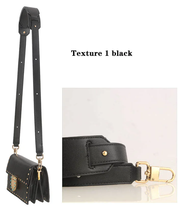 BAMADER High Quality Genuine Leather Bag Strap Ladies Wide Shoulder Strap 81CM-118CM Adjustable Fashion Women's Bag Accessories - Цвет: Texture 1 black