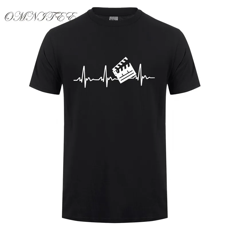 

New Summer Fashion Film Director T Shirt Men Short Sleeve Cotton Heartbeat Clapperboard T-shirt Tops Man Tshirt Camisetas OT-822