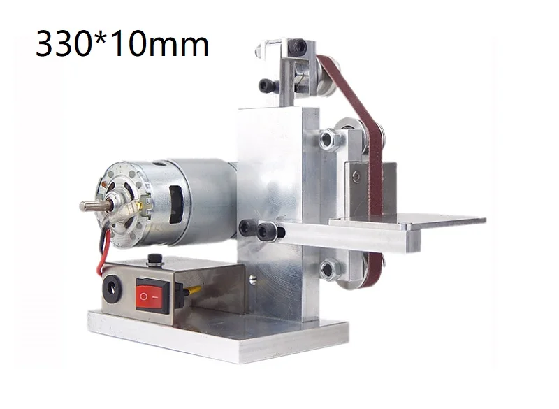 DC12V Регулируемый Электрический ленточный шлифовальный станок с 10p ленточным полировочным креплением станок для заточки краев деревянная Металлическая Угловая шлифовальная машина - Цвет: Черный
