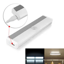 Перезаряжаемый светодиодный светильник с инфракрасным датчиком движения, магнитный Ночной светильник, автоматический Аккумулятор для дорожек/лестниц/настенных холодильников