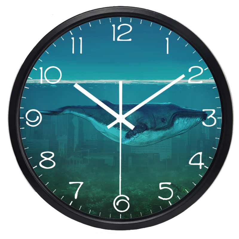 Whale And City Under The Sea Creative Design Wall Clock Environmental