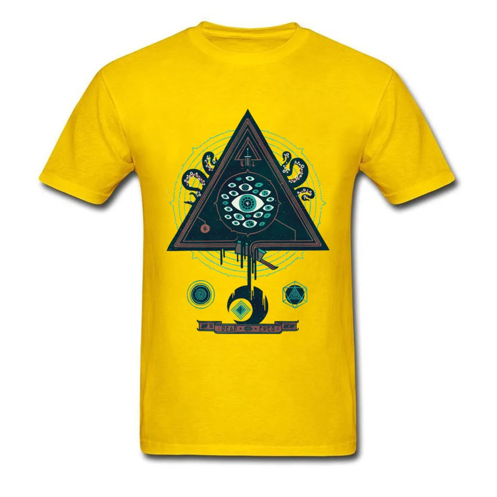 Design All Seeing Men T-shirts Graphic Father Day Short Sleeve Crewneck 100% Cotton Tops Shirt Family T-shirts All Seeing yellow