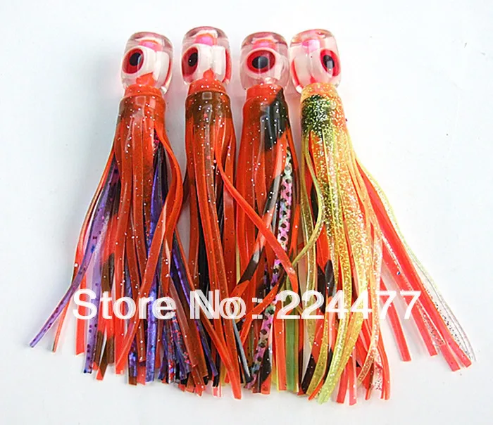 

4.5inch/13g multiple colors mixed fishing lures octopus bait fishing tackle sea trolling lures PP soft head double skirt