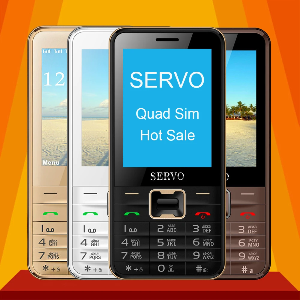 Оригинальный мобильный телефон Servo V8100 2 8 дюйма 4 SIM карты сотовые телефоны Bluetooth