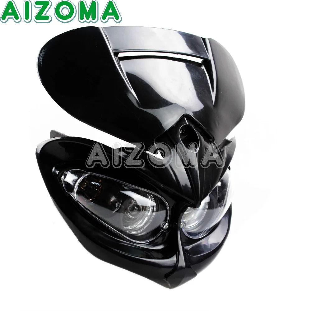 Black Motorcycle Universal Headlight 12v/20w Dual Sports Headlamp Fairing Kit For Honda Yamaha Suzuki Kawasaki Ducati Head Light