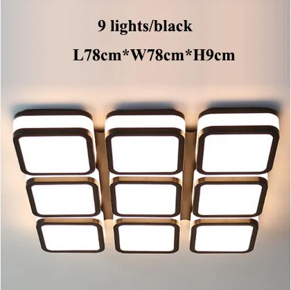9 lights black Современные акриловые светодиодные люстры Lustre Luminarias простые металлические спальни с регулируемой яркостью светодиодные потолочные люстры светильники - Цвет абажура: 9 lights black