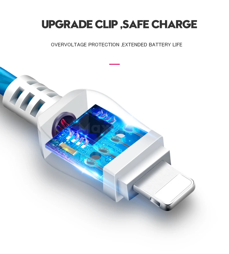 MaxGear Led كابل يو اس بي فلاش تضيء كابل نقل بيانات الهاتف المحمول شاحن سامسونج S7 S8 S9 Xiaomi هواوي الروبوت نوع-C 1 متر كابل