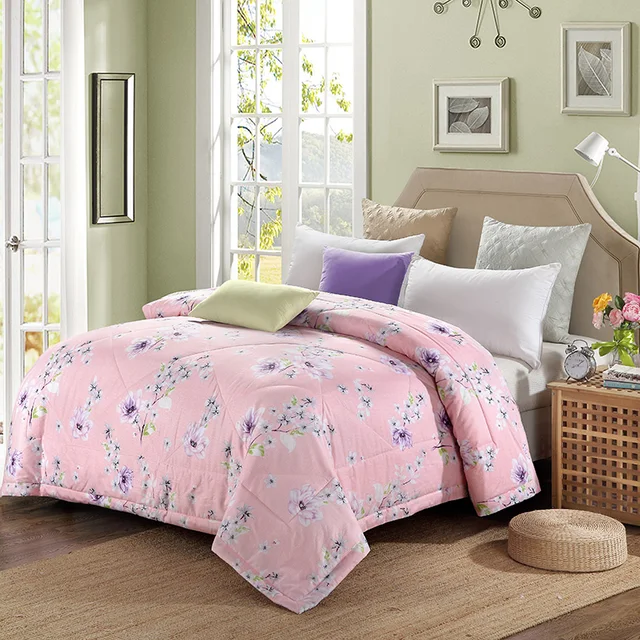 Cotton Home Textiles Lavender Plum Blossom Pattern Fabric Summer Cotton Home Textiles Lavender Plum Blossom Pattern Fabric Summer Quilt Air Conditioning Thin Duvets Print