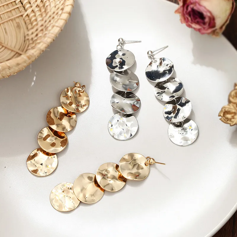 

Geometric Round Earrings Indian Statement Boho Jewelry Silver Gold Earrings For Women Unique Design Exaggerated Long Brincos