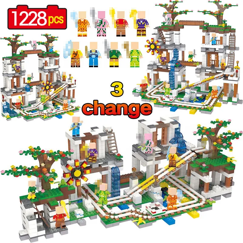 New Legoing Minecrafted The Mine 1228Pcs Cave Mine Slide Bricks My World Building Blocks Toys For Children Christmas Gift