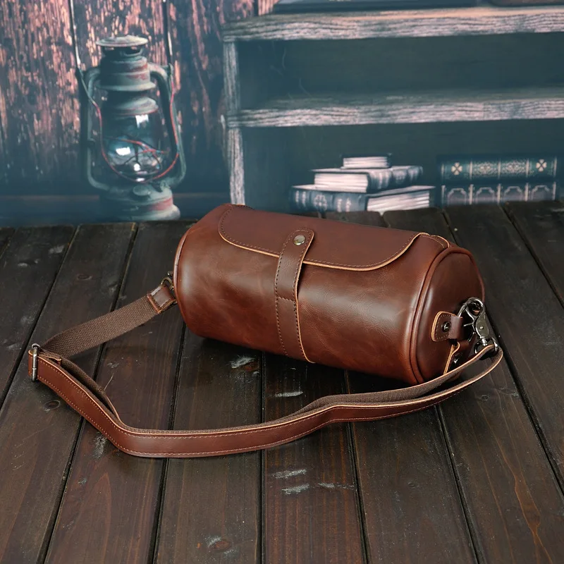 

Mens Gym Travel Leather Bag Vintage PU Leather Weekend Bag Hand Luggage For Men Large Capacity Portable Male Shoulder Bags