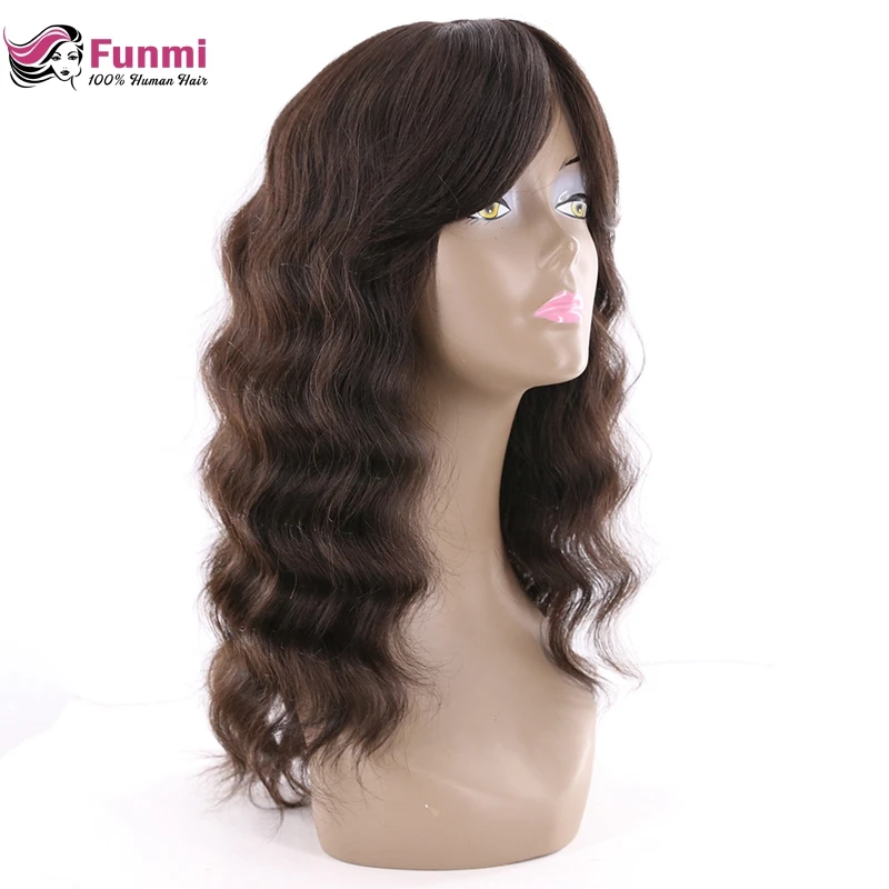 Funmi бразильские свободные волнистые человеческие волосы парики с челкой 150% плотность длинные человеческие волосы парики для черных женщин натуральный цвет не Реми